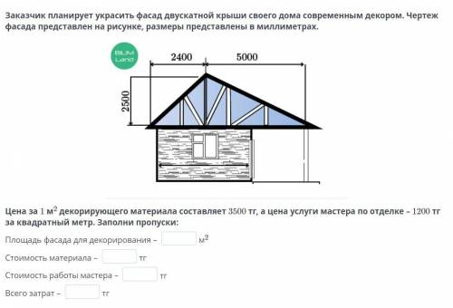 Заказчик планирует украсить фасад двускатной крыши своего дома современным декором. Чертеж фасада пр