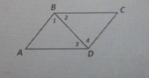 На рисунке угол 1 равен углу 4, а угол 2 равен углу 3 Докажите что треугольники ABD и BCD равны​