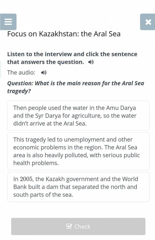 Question: What is the main reason for the Aral Sea tragedy?​