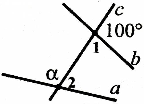 За рисунком знайти градусну міру кута α, якщо ∠1 + ∠2 = 150º