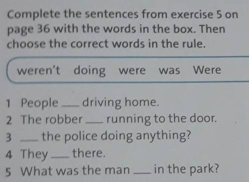 Complete the sentences from exercise 5 on page 36 with the words in the box. Thenchoose the correct