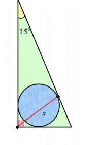 НУЖНА С ПОДРОБНЫМ РЕШЕНИЕМ) Окружность радиуса 1 вписана в прямоугольный треугольник с углом 15°. На