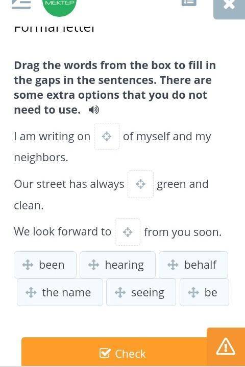 Drag the words from the box to fill in the gaps in the sentences. There are some extra options that