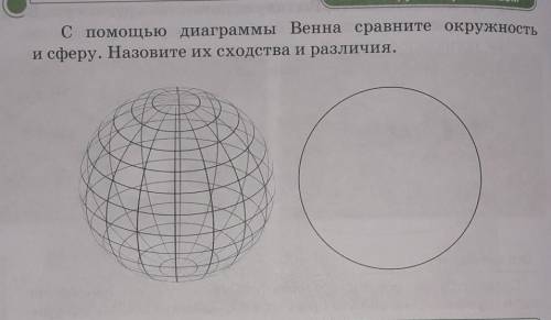 Анализируем и сравниваем С диаграммы Венна сравните окружностьи сферу. Назовите их сходства и различ