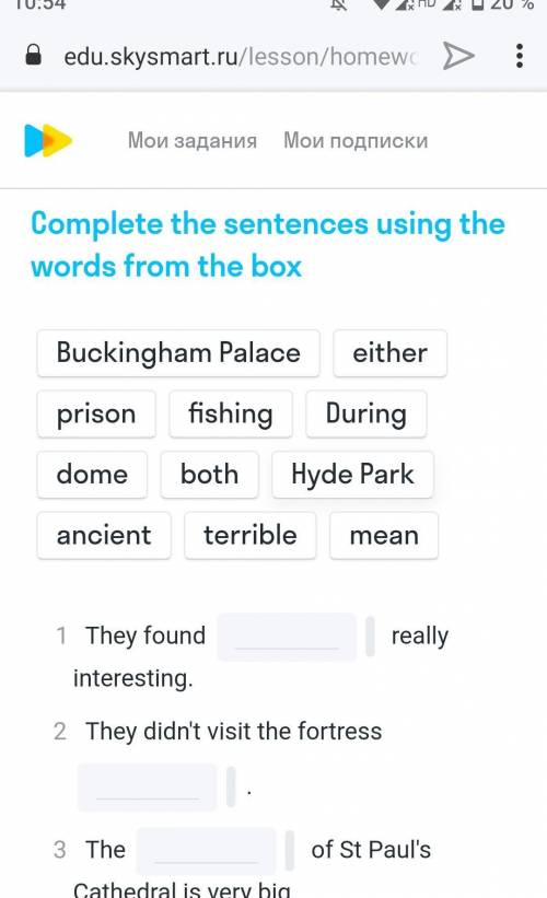Conplete the sentences using the words from the box​