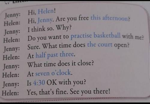 Y to ten. Listen and read to find out.Jenny: Hi, Helen!Helen:Hi, Jenny. Are youfree this afternoon?J