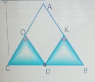 В равнобедренном треугольнике ABC точки O и K - середины боковых сторон, угол COD = углу BKD. Доказа