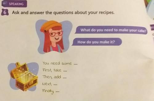 SPEAKING 6Ask and answer the questions about your recipes.What do you need to make your cake?How do