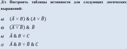 Построение таблиц истинности для логических выражений Для логического выражения можно построить табл