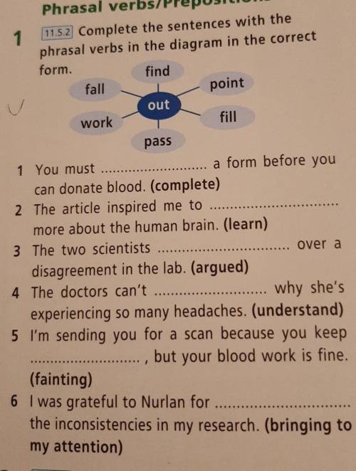 Complete the sentences with the phrasal verbs in the diagram in the correct form​