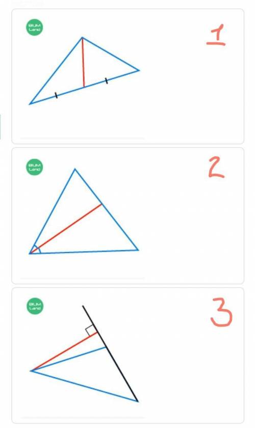 Тема: Мелианы, биссектрисы, высоты средние линии треугольника. Урок 1 На каком рисунке изображена ме