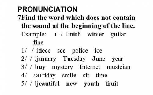 Find the word which does not contain the sound at the beginning of the line.​