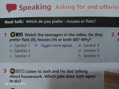 Watch the teenagers in the video. Do they prefer flats . houses . or both?.Why?