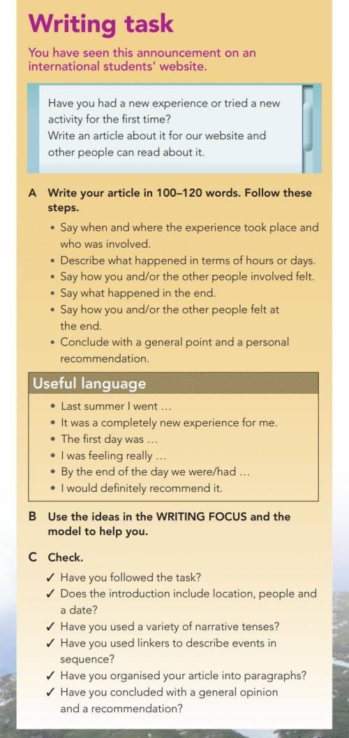 ❤ Writing task You have seen this announcement on an international students' website. Have you had