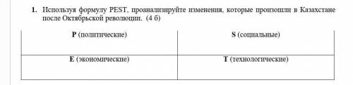 1. Используя формулу PEST, проанализируйте изменения, которые произошли в Казахстане после Октябрьск