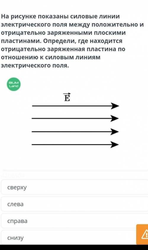 определи где находится отрицательно заряженная пластина по отношению к силовым линиям электрического