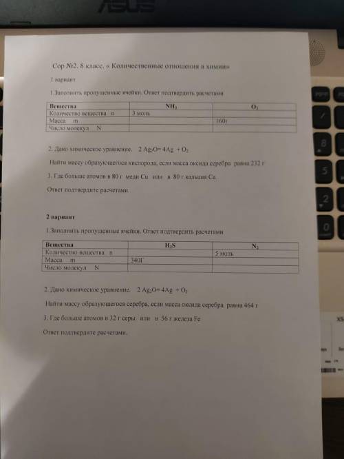 Заполните пропущенные ячейки в таблице. ответ поясните химия. Второй вариант. 2 задание