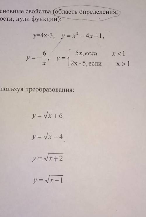 Вариант 2 1. Построит графику функции, написать основные свойства (область определения, множество зн