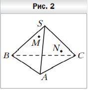 Точки M и N принадлежат соответственно граням SAB и SAC пирамиды SABC (рис. 2). Постройте точку пере