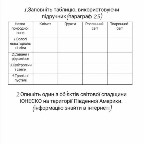 2.Опишіть один з об єктів світової спадщини ЮНЕСКО на території Південної Америки. (інформацію знайт