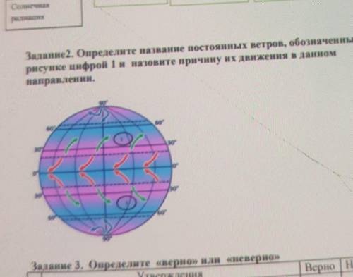 Задание 2. Определите название постоянных ветров, обозначенных на рисунке цифрой I н назовите причин