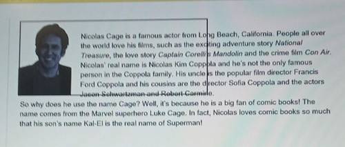 1 Who is Nicolas Cage? 2 What are some of his famous films?3 Why is his uncle famous?4 How many famo