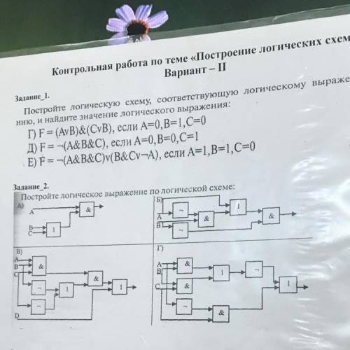 Задание 1. Постройте логическую схему, соответствующую логическому выраже- нию, и найдите значение л