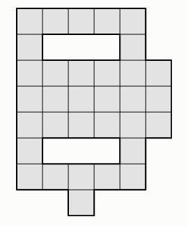На какое наименьшее число клетчатых прямоугольников можно разрезать фигуру на рисунке? (Каждый прямо