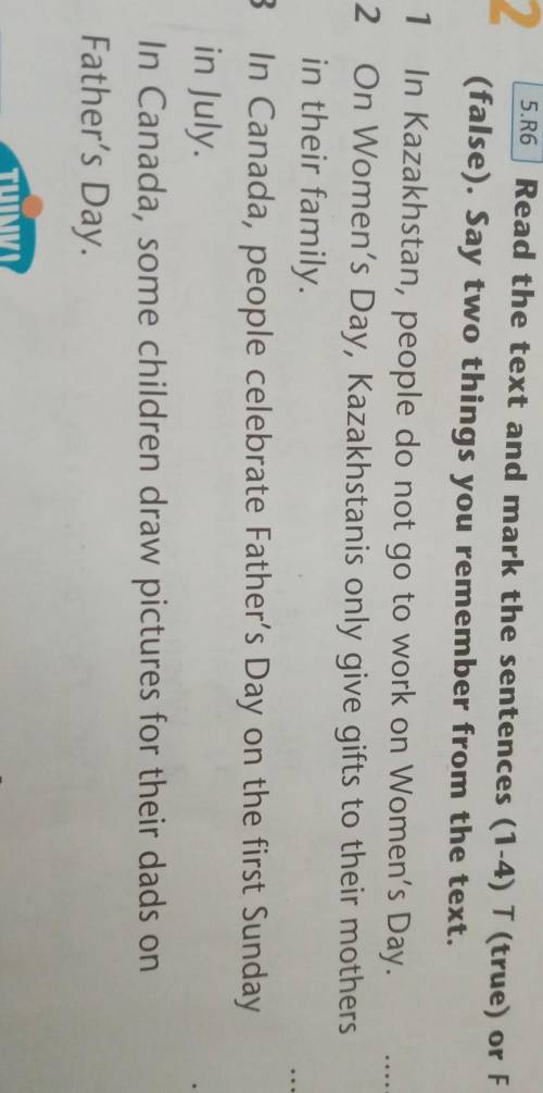 4. Read the text and mark the sentences (1-4) T(true) or F(false).Ex 2 page 41​