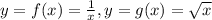 y=f(x)=\frac{1}{x},y=g(x)=\sqrt{x}