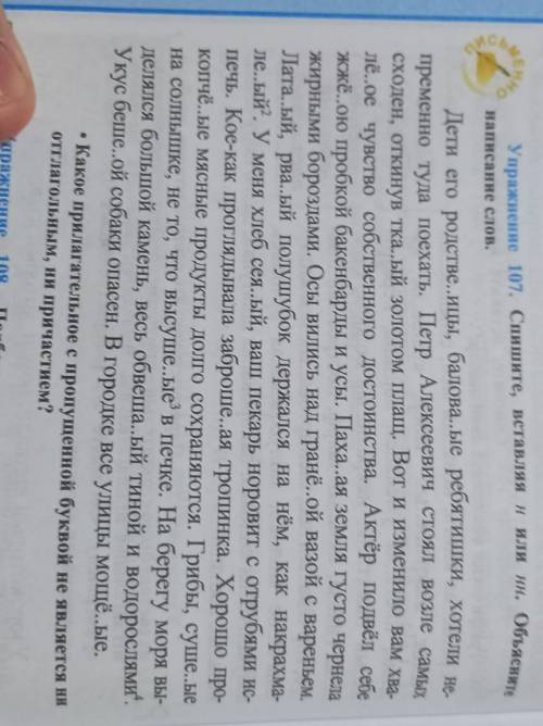 Упражнение 107. Спишите, вставляя н или нн. Объясните Написание слов.ShahДети его родстве..ИЦы, бало