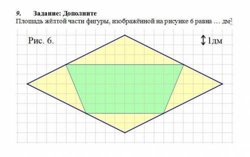 Площадь жёлтой части фигуры, изображённой на рисунке 6 равна … дм2