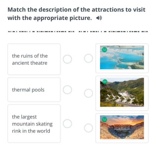 Match the description of the attractions to visit with the appropriate picture. the ruins of the anc