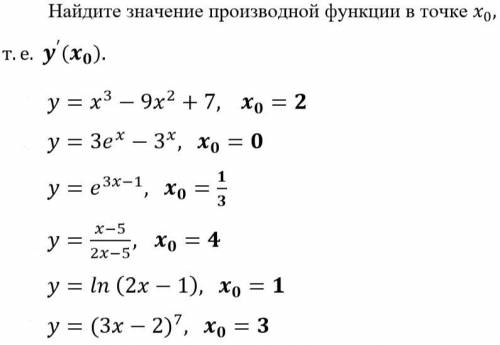 Найти значение производной функции.