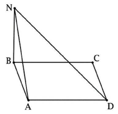 Из точки N на плоскость прямоугольника ABCD опустили перпендикуляр NB. Известно, что AD=7, NA=24. На