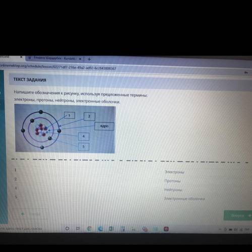 ￼￼ Напишите обозначение к рисунку используя предложение термины электронный протоны нейтроны электро