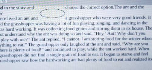 Listening • Task 1.Read to the story andchoose the correct option. The ant and thegrasshopperIn a ga