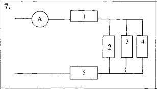 Какой ток покажет амперметр при напряжении 36 В R1=15 R2=6 R3=3 R4=2 R5=2