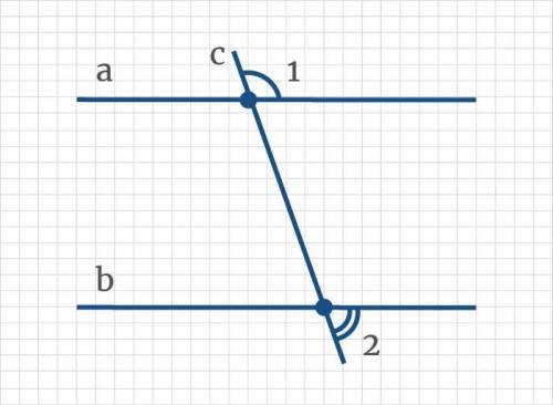 Через параллельные прямые а и b проведена секущая c, так что ∠2 = 0,8∠1. Чему равны ∠1 и ∠2? Выделит