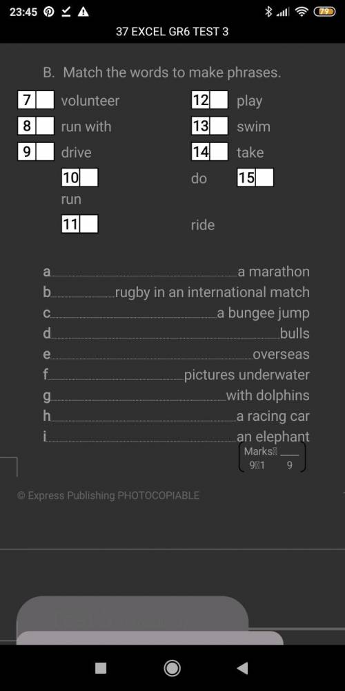 Match the words to make phrases.