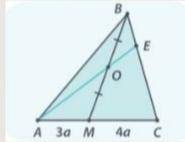 На стороне АС треугольника АВС взяли точку М так,что АМ:СМ=3:4. Точка О-середина отрезка ВМ. В каком