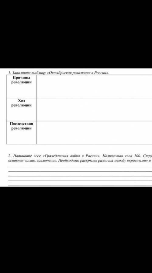 Заполните таблицу Октябрьская революция в России Причина , Ход и Последствия революции ​