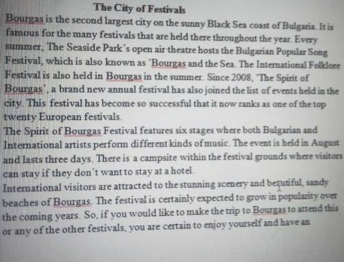 1 What is Bourgas famous for? 2 Where is the Bulgarian Popular Song Festival held?3 When was the Spi