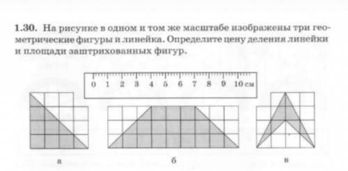 Физика, 7 класс На рисунке в одном и том же масштабе изображены три геометрические фигуры и линейка.