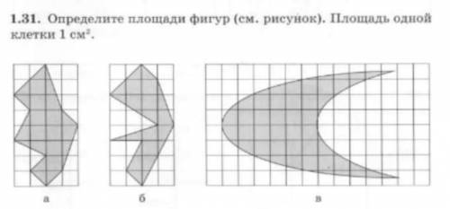 Физика 7 класс Определите площади фигур(см. рисунок). Площадь одной клетки 1 см². ​