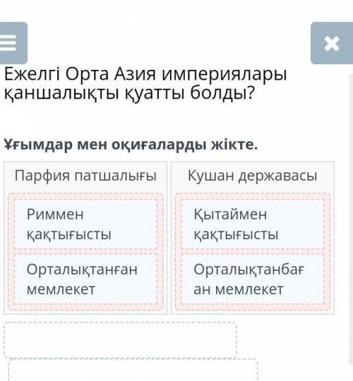 Ежелгі Орта Азия империялары қаншалықты қуатты болды? ұғымдар мен оқиғаларды жікте.Парфия патшалығыК