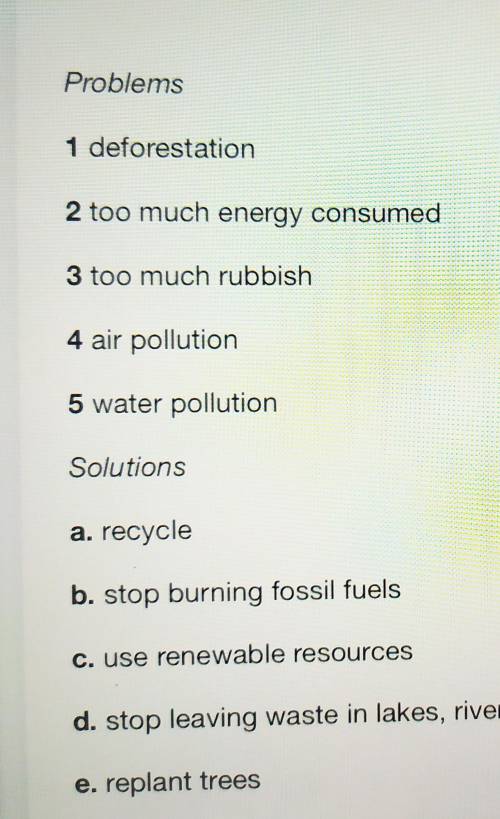 Question Task to the Video:Match the environmental problems to the solutions.​