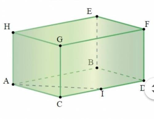 2.На рисунке приведен прямоугольный параллелепипед с измерениями AB = 6, AC = 4 и AH = 6. Точка I –