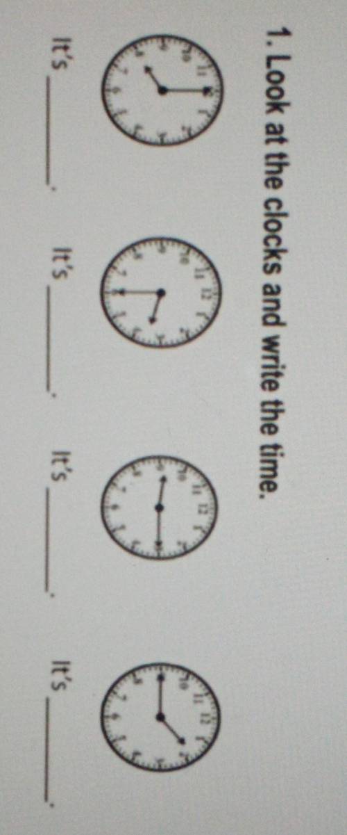 1. Look at the clocks and write the time. It'sIt'sIt'sIt's к меня сор