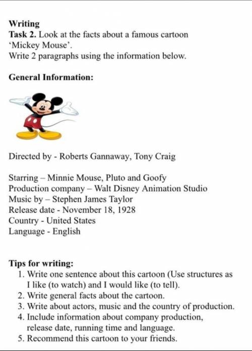 Task 2 look at the facts about a famous Mickey Mouse Я ВАС УМОЛЯЮ ЛЮДИ ОЧЕНЬ